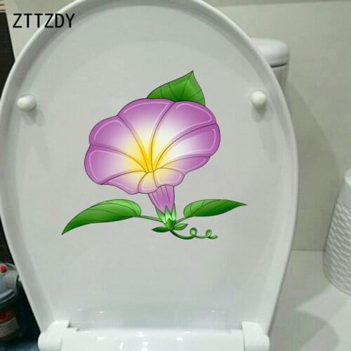 ZTTZDY 19.3*17.5CM Morning Glory Cartoon Flower Bathroom Toilet Seat Stickers Home Room Wall Decal T2-0137