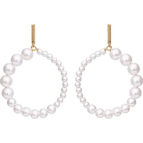 2020 Fashion Pearl Earrings Handmade Baroque Ear Pendant Female Ear Stud Creative Geometric