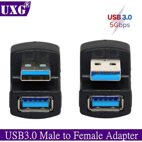 5Gbps Up & Down 180 Degree Angled USB 3.0 USB2.0 Adapter A Male to Female Extension Connector Work for LTE adapter to power bank