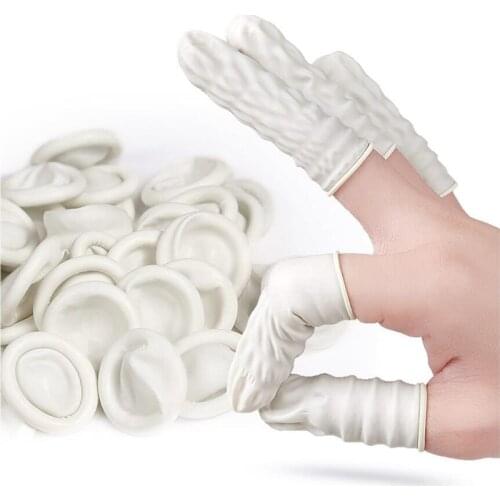 50/100Pcs Disposable Finger Cover Natural Rubber Gloves Non-slip Latex Finger Cover Finger Protector Gloves