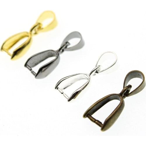 50pcs/lot Silver Necklace Pendant Pinch Clips Bails, Pendant Clasps Charm Necklace Connectors Beads DIY Jewelry Findings Z203
