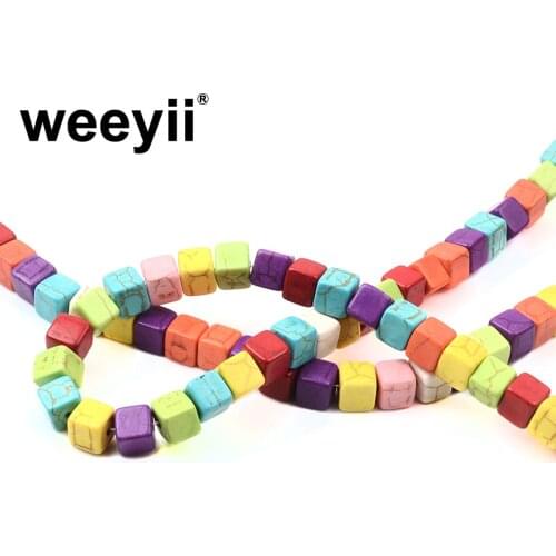 8mm Colorful Square Natural Turquoises Loose Spacer Beads For Jewelry Making Handmade Diy Bracelet Necklace Accessories