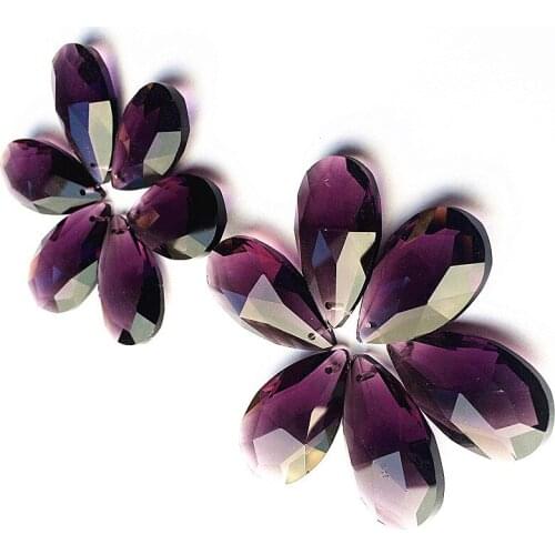 Free Rings Middle Purple 38*22mm (50pcs) K9 Crystal Chandelier Accessories For Hanging Wedding Party Decoration Suncathers