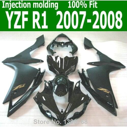 Free custom Fairings For YAMAHA YZF R1 07 * 08 ( Black ) Injection mold Fairing kit CQ108