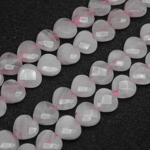 Natural Faceted Heart Shape Rose Quartzs Beads For Jewelry Making Beads Bracelets For Women 15'' Needlework DIY Beads Trinket