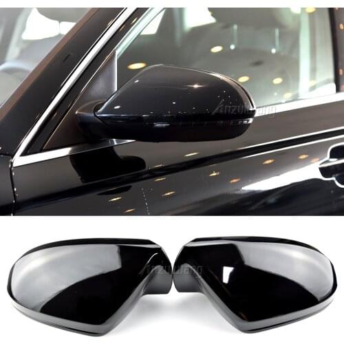 For Audi A6 C7 S6 2012-2018 Car Rearview Mirror Cover Side Wing Protect Frame Covers Trim Carbon black and bright black