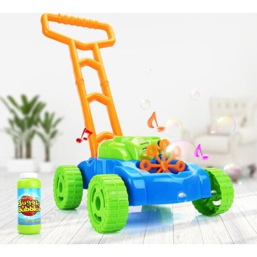 Electronic Bubble Mower Walker Bubble Blower Machine with Music Outdoor Game Push Toys for Children Kids