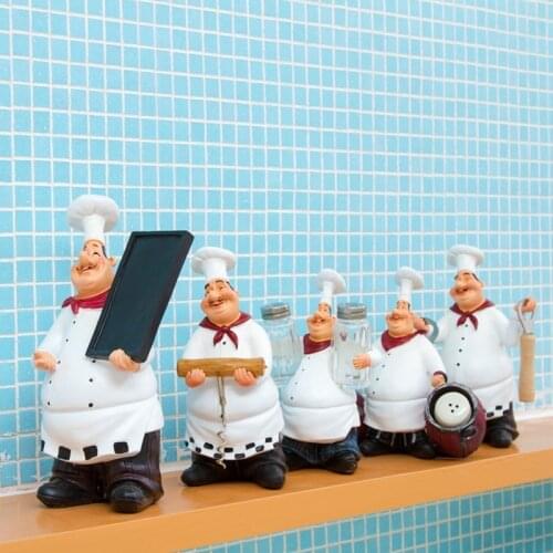 Italian Chef Figurines Kitchen Decor Chef Figurine Collectible Chef Decor Statue with Wine Opener ,Welcome Sign,Chalkboard