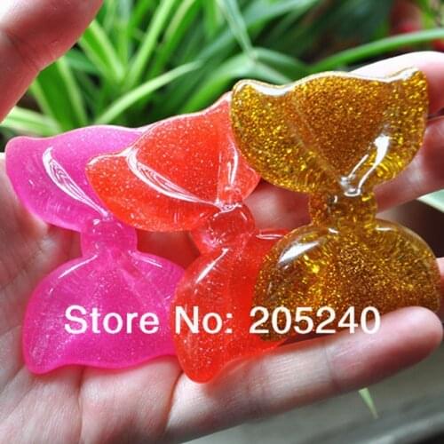 10pcs/Lot Mix Colors Bow Shape Flat Back Resin Cabochons Cute Botoes De Resina Cora Resin For DIY Phone Decoration