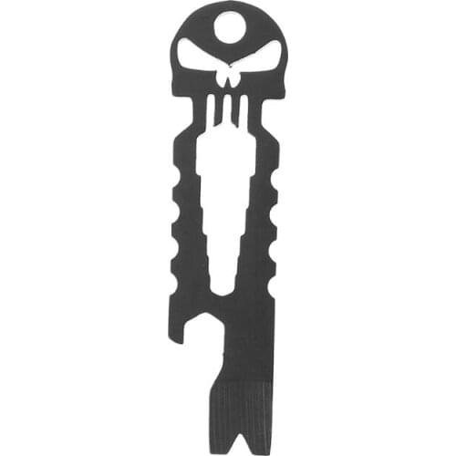 Stainless Steel EDC Pocket Multi-Tool Skull Bottle Opener Pry Bar Crowbar Keychain Survival Tool