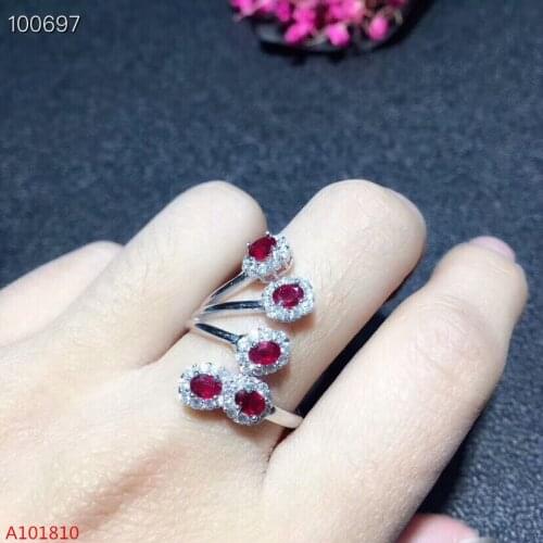 KJJEAXCMY fine jewelry 925 pure silver inlaid natural ruby female ring jewelry support test
