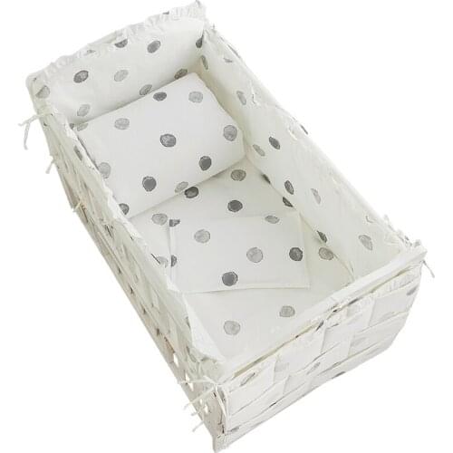 6PCS Baby Boys Girls Crib Bedding Set Grey Dot Cotton Baby Bed Linens Toddler cosas para bebe (4bumper+sheet+pillow cover)