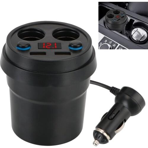LEEPEE Mobile Phone Chargers Cigarette Lighter Splitter Car Charger With Voltage LED Display Cup Power Socket Adapter DC 5V 3.1A