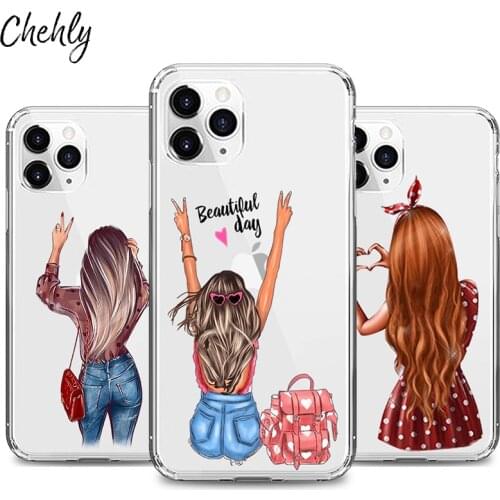Fashion Girl Phone Case for IPhone 6s 7 8 11 12 Plus Pro Mini X XS MAX XR SE Cute Cases Soft Silicone Fitted Cover Accessories