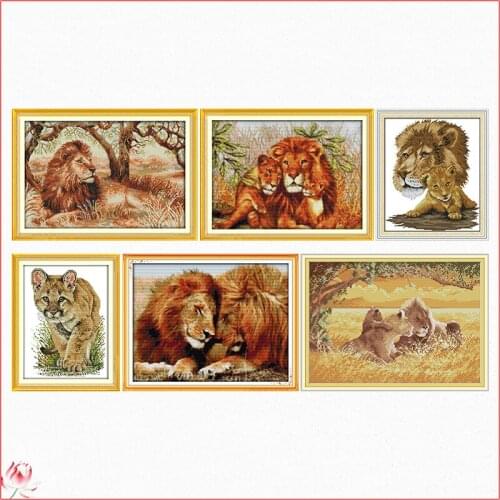 Lion Cross Stitch Kit Animal Pattern Fabric Chinese Embroidery 11CT 14CT Needlework Sewing Kit Home Decoration Painting Craft
