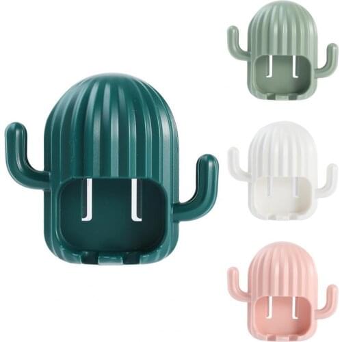 Toothbrush Holder Wall-mounted Drain Shelf Plastic Cactus Electric Toothbrush Rack for Bathroom Cactus Electric Toothbrush Rack