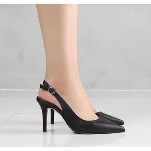 2020 New Spring Women Shoes Pumps High Heels Shoes Elegant Mid Heeled Sexy Pointed Toe Slingbacks Wedding Party Shoes