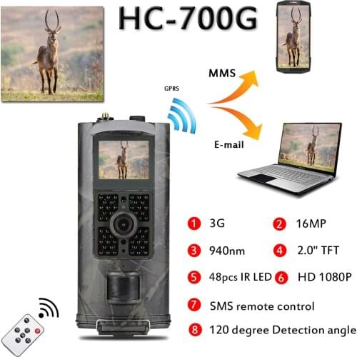 940nm 1080P Hunting Trail Camera Trap HC - 700G Infrared Night Vision Camera 16MP 3G GPRS MMS SMTP SMS Wildlife Camera