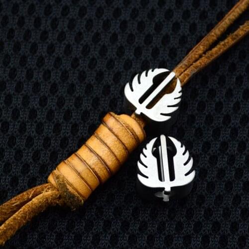 1PC Titanium Alloy Sandblasting Knife Beads Lanyard Pendant Paracord Rope Cord DIY Decorative Accessories Multipurpose Pendant