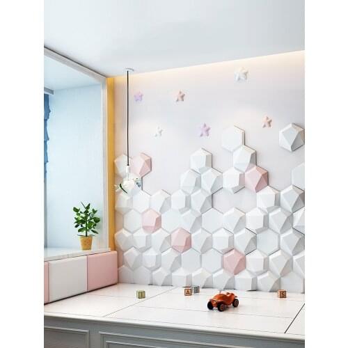 Self adhesive 3D three-dimensional wall sticking background headboard hexagon soft bag decoration bedroom anti-collision wall