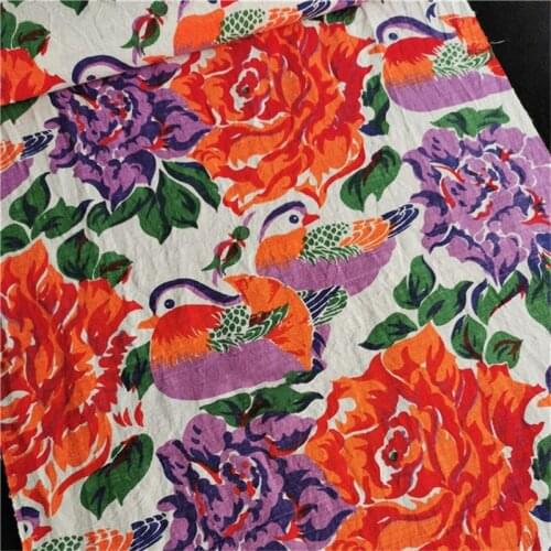 CF648A Mandarin Duck Manual Weaving 100% Cotton Fabrics Handicraft Printing And Dyeing Coarse Fabrics Decoration Table Clothes