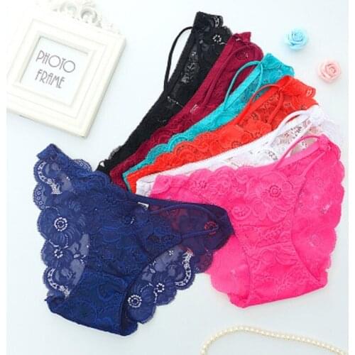 Sexy Lace Briefs For Women High-end Luxury Female Lingerie Panties Seamless Low Waist Sexy Underwear Plus Size Womens Thongs