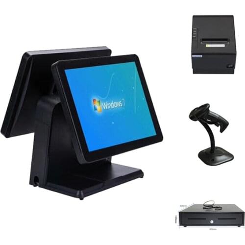 All in One Retail Point of Sale System Including 15'' Touch Screen,80mm Receipt Printer,Scanner and Cash Drawer HS-151BPSC