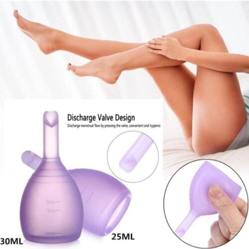 Women Menstrual Cup Medical Silicone Soft Reusable Lady Discharge Valve Menstrual Cups Leak Safety Month Period Cup Vagina Care