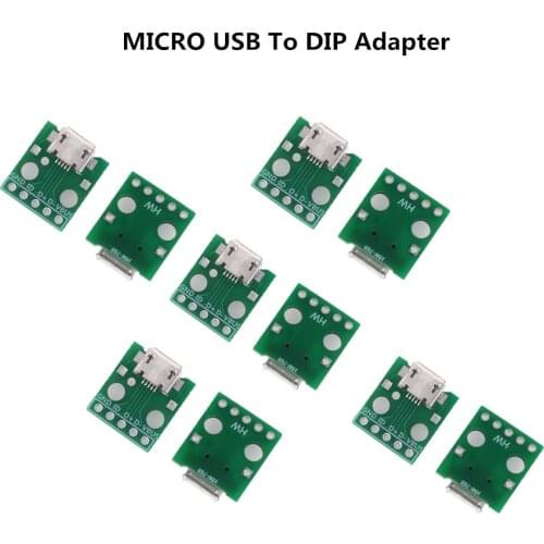 10PCS MICRO USB To DIP Adapter 5pin Female Connector B Type PCB Converter Breadboard Switch Board SMT Mother Seat