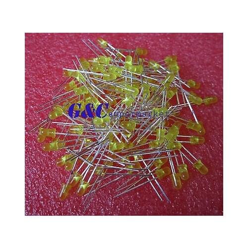 100PCS Diffused LED 3MM YELLOW COLOR YELLOW LIGHT Super Bright GOOD QUALITY diy electronics
