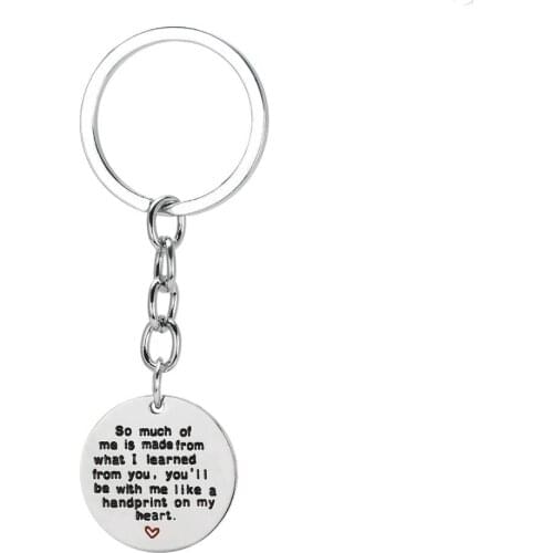 12PC So Much Of Me Is Made From What I Learned From You Keyring Dog Tag Stainless Steel Charm Pendant Keychain Fathers Day Gift