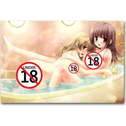 2 Girls in the Bathtub Hot Beauties Anime Poster Canvas Prints Unframed Painting For Living Room Bedroom Decor