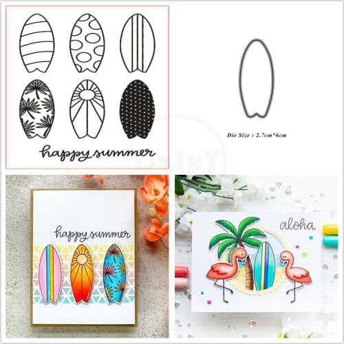 2021 New Skateboard Surf Clear Stamps and Metal Cutting Dies DIY Scrapbooking Embossing Album Seal Template Punch Stencils