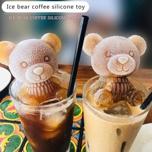 3D Little Bear Shape Silicone Mold Ice Cube Maker Chocolate Mould Tray Ice Cream DIY Tool Whiskey Wine Cocktail Ice Cube
