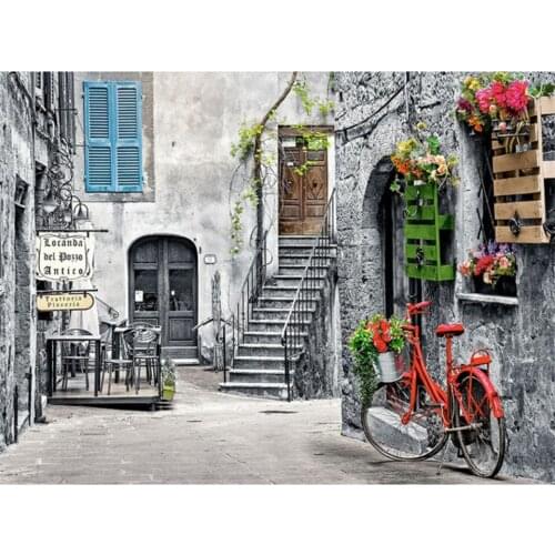 5D DIY Mosaic Diamond Painting Full Drill Square Scenery Flower Bycicle Diamond Embroidery House Door Landscape Wall Decoration