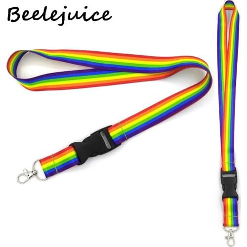 24pcs Homosexuality Rainbow Neck Strap Lanyard keychain Mobile Phone Strap ID Badge Holder Rope Key Chain Keyrings Accessories