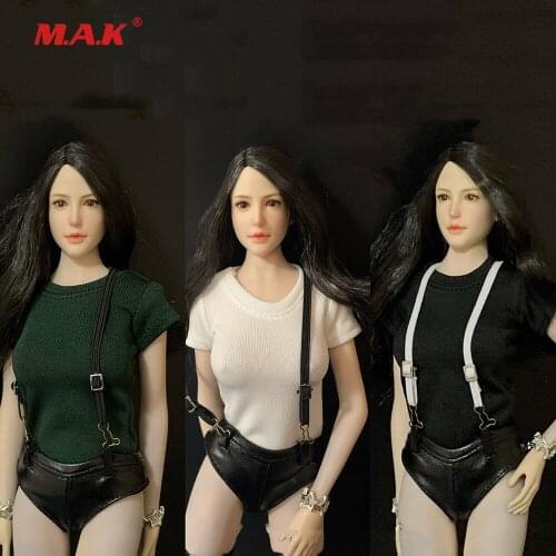 CJG-W019 1/6 Scale Sexy Female Figure Accessory T-shirt Leather Shorts Sock Clothes Model for 12'' Body in stock