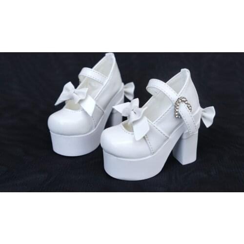 D01-P085 children handmade toy 1/3 1/4 Doll Accessories BJD/SD doll pink buckle double bow princess shoes 1 pair