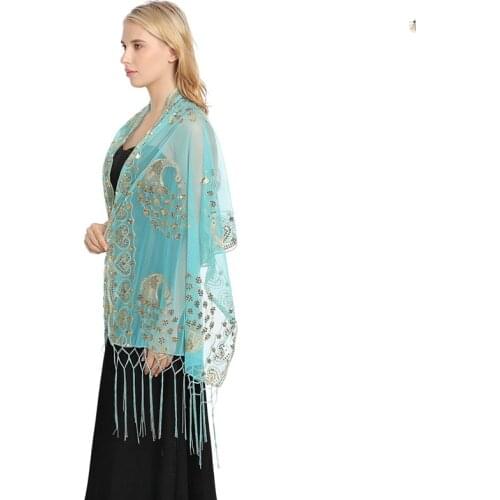 Elegant Sequin Embroider Fringed Shawls Ladies New Evening Dress Cheongsam Accessories Bride Bridesmaid Wedding Party Shawls