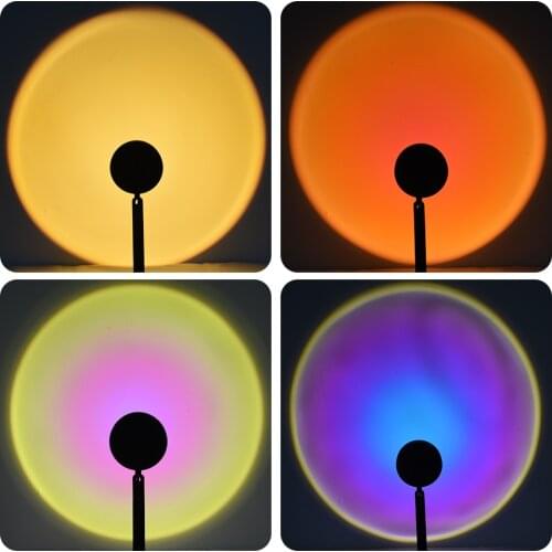 Photography Background Lighting Atmosphere LED Night Light Rainbow Sunset Projector Lamp 180 Rotation USB for Selfie Home Decor