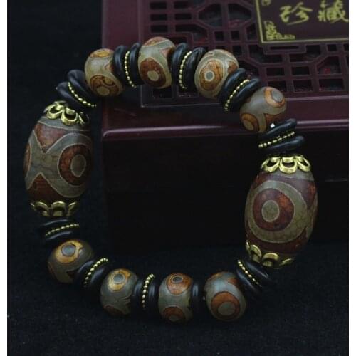 Natural Tibetan Old Agate Dzi Bead Bracelet Men Stone luck Bracelet Jewelry Gifts
