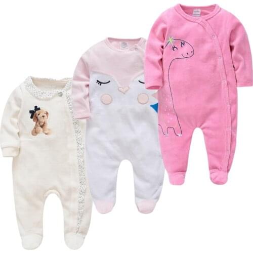 3PCS Newborn Baby Footies Onesie Infant Girls Pajamas Cartoon Unisex Jumpsuit Toddler Costumes Flannel Baby Romper Roupa Bebe De