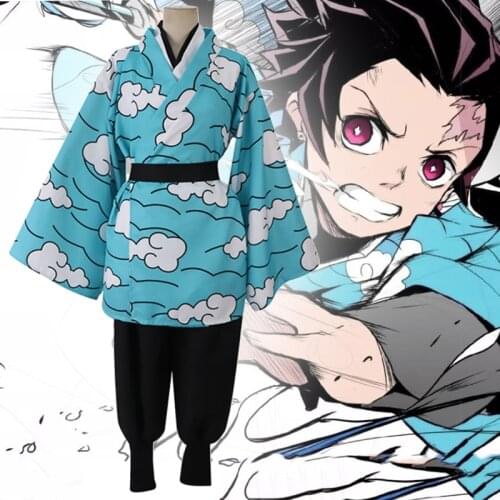 Anime Comic Demon Slayer Kimetsu no Yaiba Cosplay Costumes Kamado Tanjirou Cosplay Costume Uniforms Kimonos Samurai clothes Suit