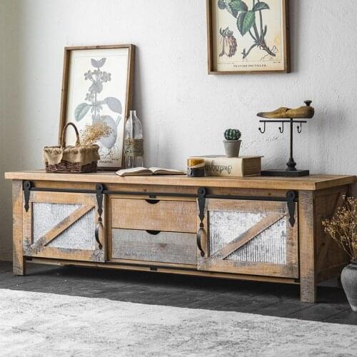 Creative Living Room Solid Wood TV Cabinet Old Low Cabinet Hand-carved Wood Color Multi-function Large-capacity TV Cabinet