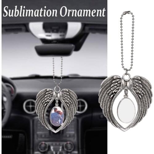 Angel Wing Sublimation Blank Pendant Heat Transfer Double-sided Printing Car Hanging Ornaments for Auto Home Decor
