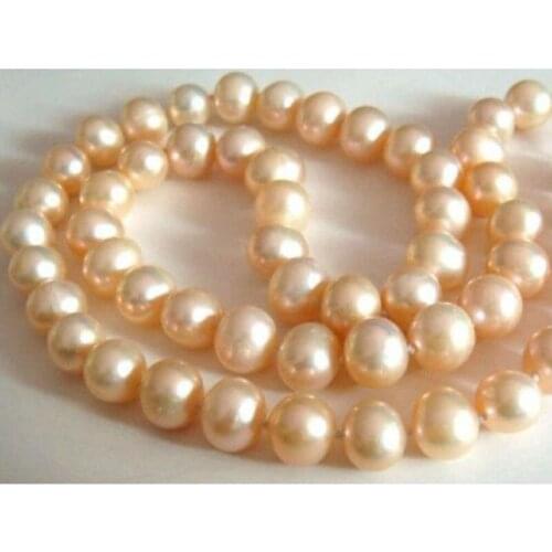 HUGE 18" 10-11MM PERFECT ROUND AAA+ SOUTH SEA PINK PEARL NECKLACE 925silver Gold Clasp