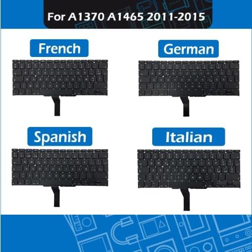 Genuine Laptop Replacement Keyboard for Macbook Air 11" A1370 A1465 IT Italian ES Spanish FR French GR German 2011-2015 Year