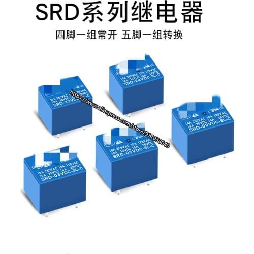 SONGLE Power Relay SRD-12VDC-SL-C SRD-03V 05V 09V 12V 24VDC-SL-A -SL-C 5V DC SRD-05VDC-SL-C 5Pin