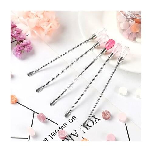 Crystal Head Mixing Spoon DIY Seal Wax Stirring Stick Rod Anti Scalding Decor Stainless Steel 10cm Handle Stamp Gifts