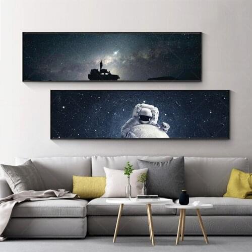 Nordic Space planet astronaut Long Picture wall Poster painting living room bedroom room head Canvas Painting Wall Art Mural